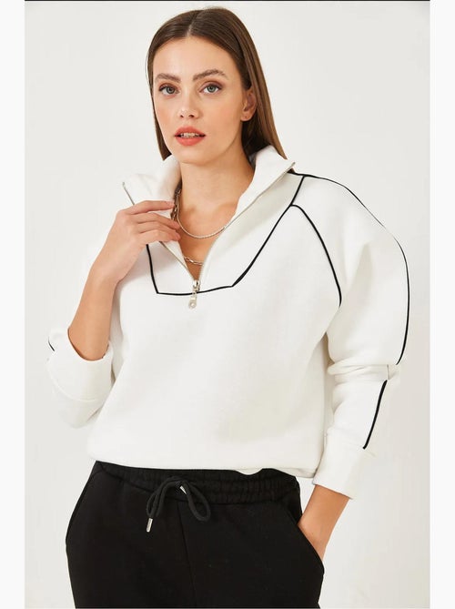 Felpa oversize crop con mezza zip lucci - Kiabi Felpa oversize crop con mezza zip lucci - Kiabi
