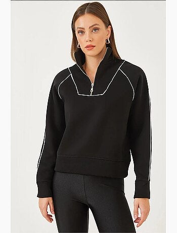 Felpa oversize crop con mezza zip lucci