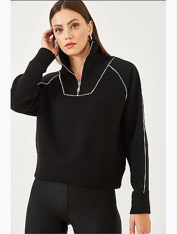 Felpa oversize crop con mezza zip lucci