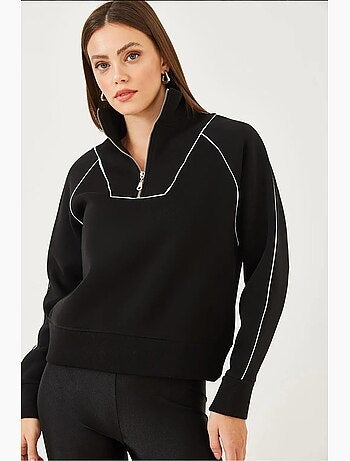 Felpa oversize crop con mezza zip lucci