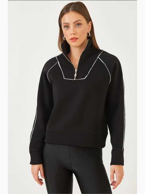 Felpa oversize crop con mezza zip lucci - Kiabi