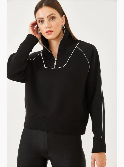 Felpa oversize crop con mezza zip lucci - Kiabi