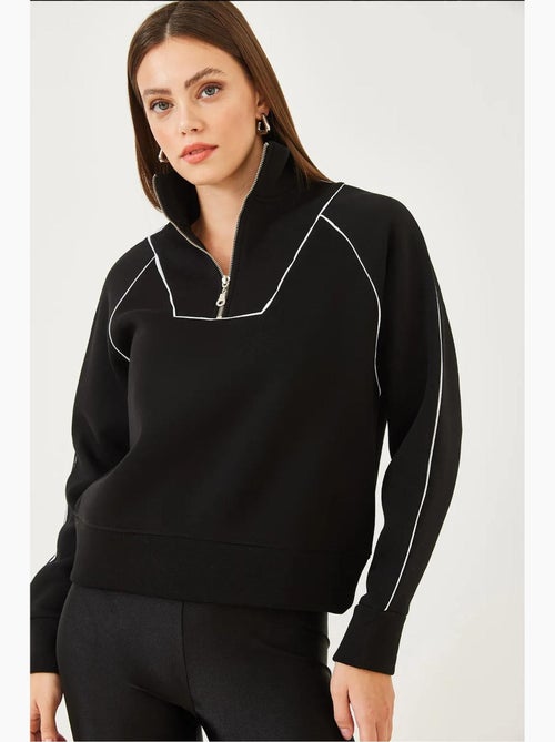 Felpa oversize crop con mezza zip lucci - Kiabi