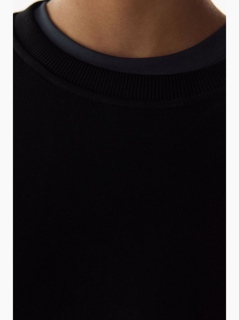 Felpa oversize da donna con girocollo penti Nero - Kiabi