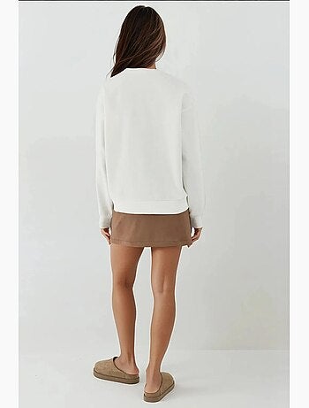 Felpa oversize in cotone con girocollo e ricamo hiccup