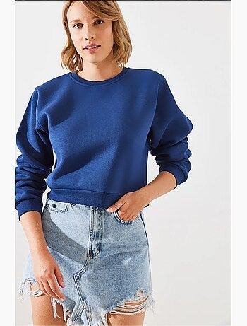 Felpa oversize in maglia con girocollo lucci