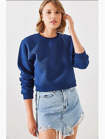 Felpa oversize in maglia con girocollo lucci