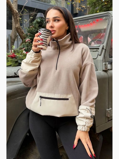 Felpa oversize in peluche con mezza zip tommy - Kiabi Felpa oversize in peluche con mezza zip tommy - Kiabi