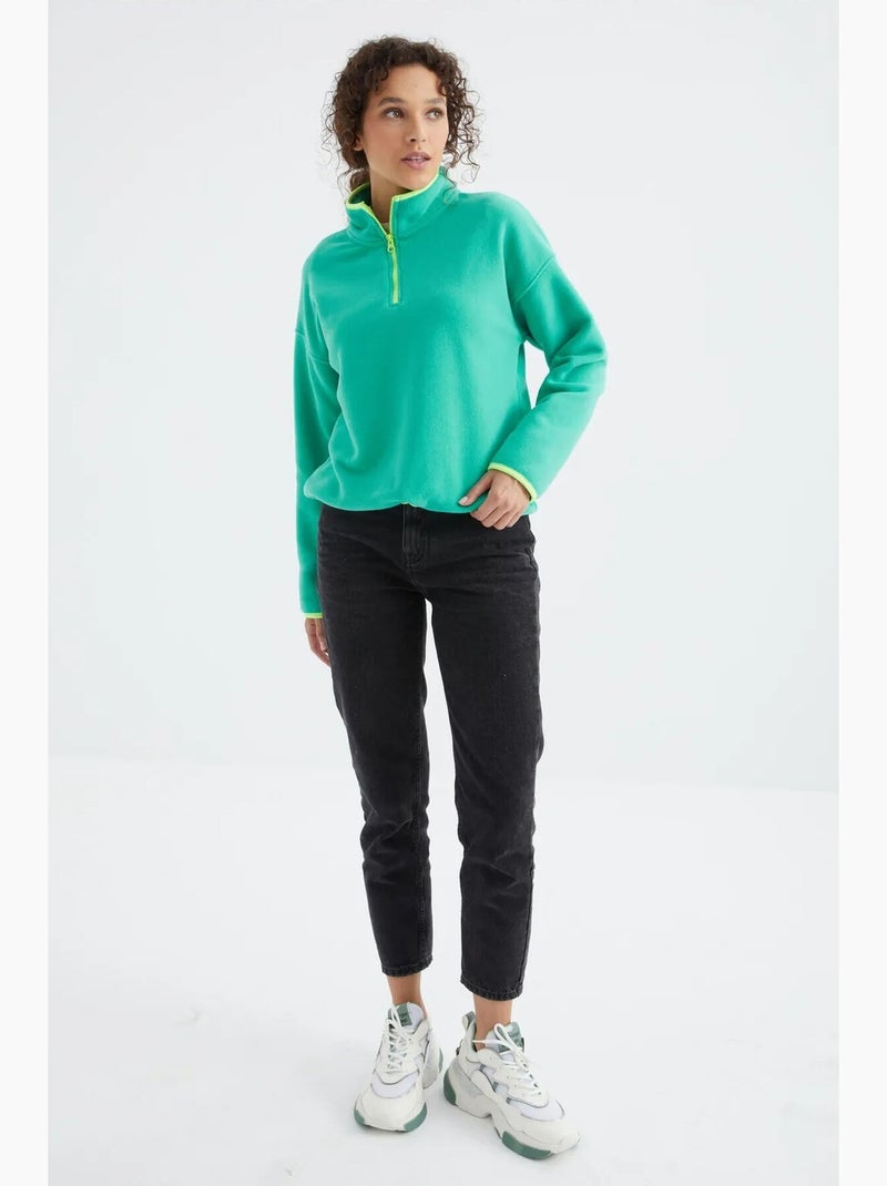 Felpa oversize in peluche con mezza zip tommy Blu pavone - Kiabi