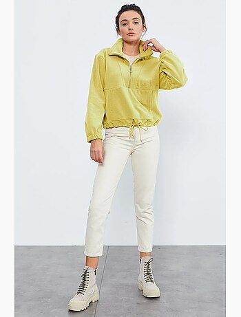 Felpa oversize in peluche con mezza zip tommy