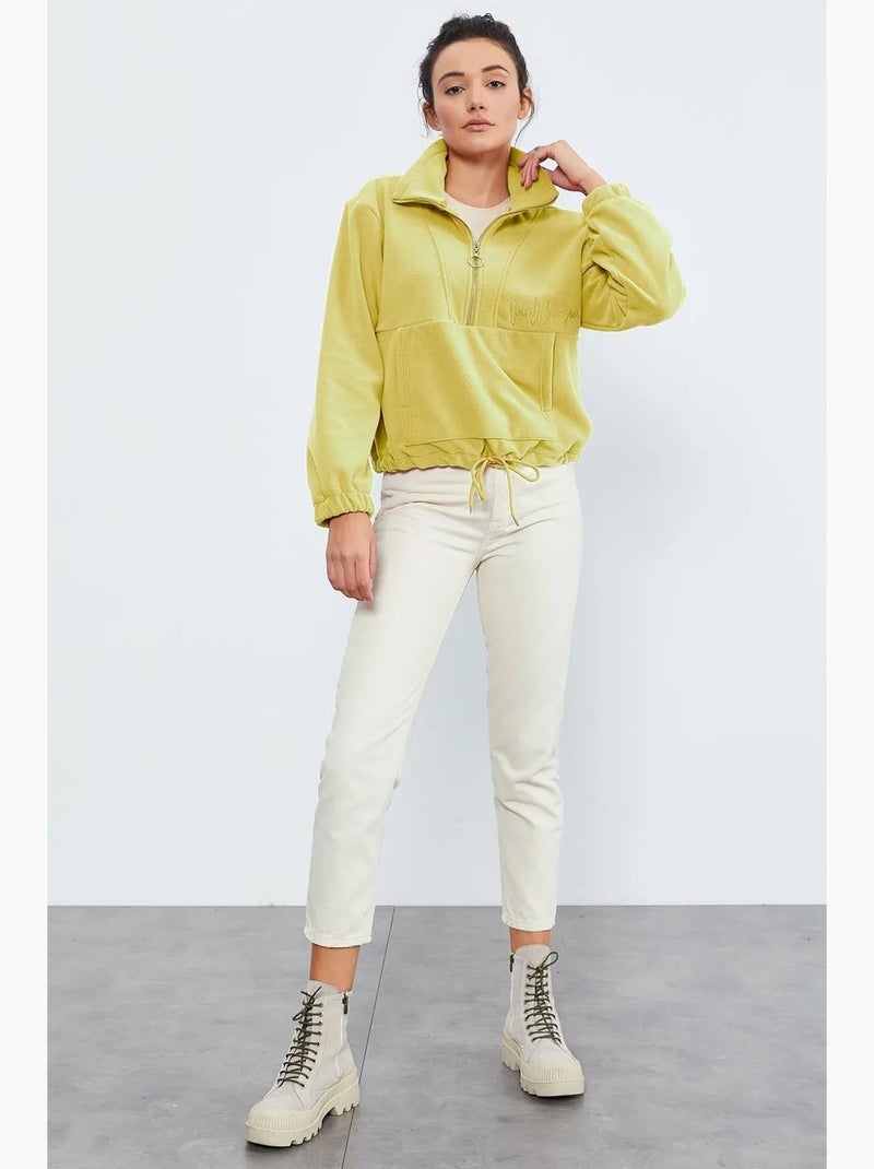 Felpa oversize in peluche con mezza zip tommy Giallo limone - Kiabi