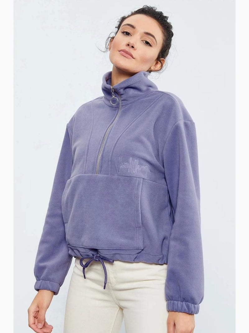 Felpa oversize in peluche con mezza zip tommy Lavanda - Kiabi