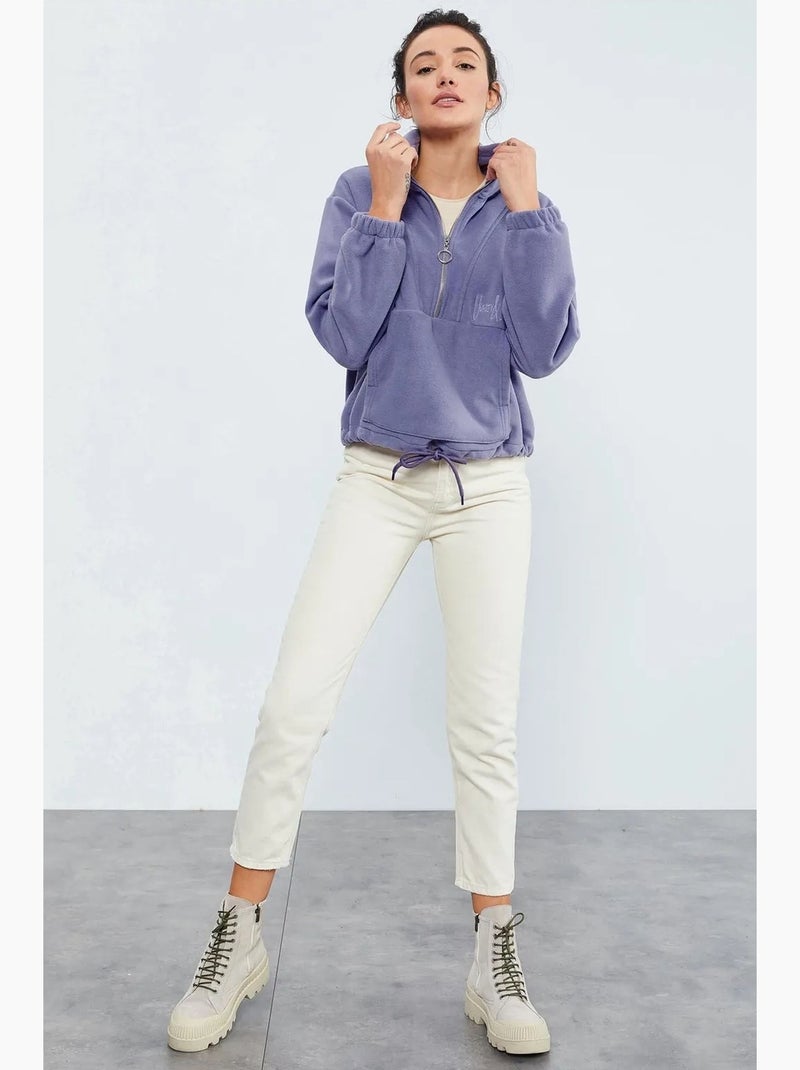 Felpa oversize in peluche con mezza zip tommy Lavanda - Kiabi