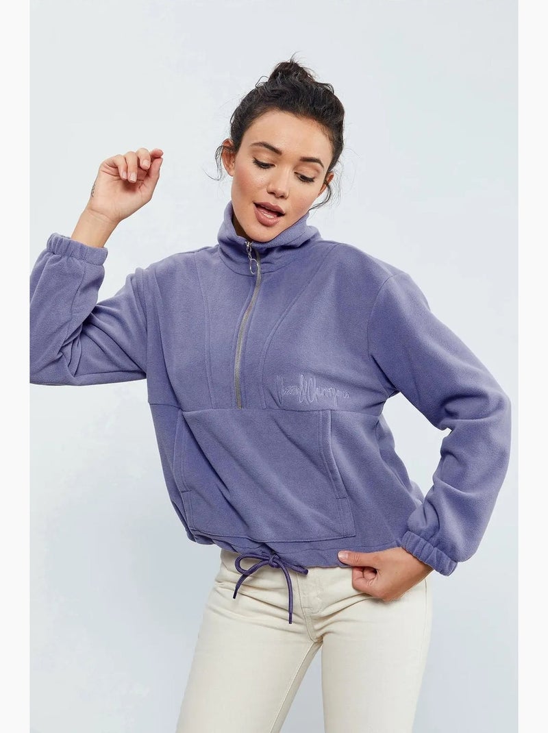 Felpa oversize in peluche con mezza zip tommy Lavanda - Kiabi