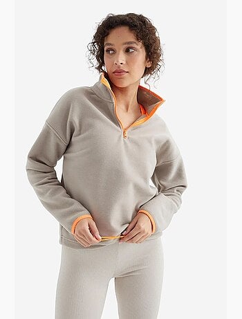Felpa oversize in peluche con mezza zip tommy