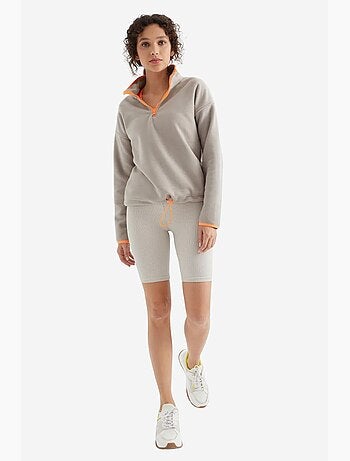 Felpa oversize in peluche con mezza zip tommy