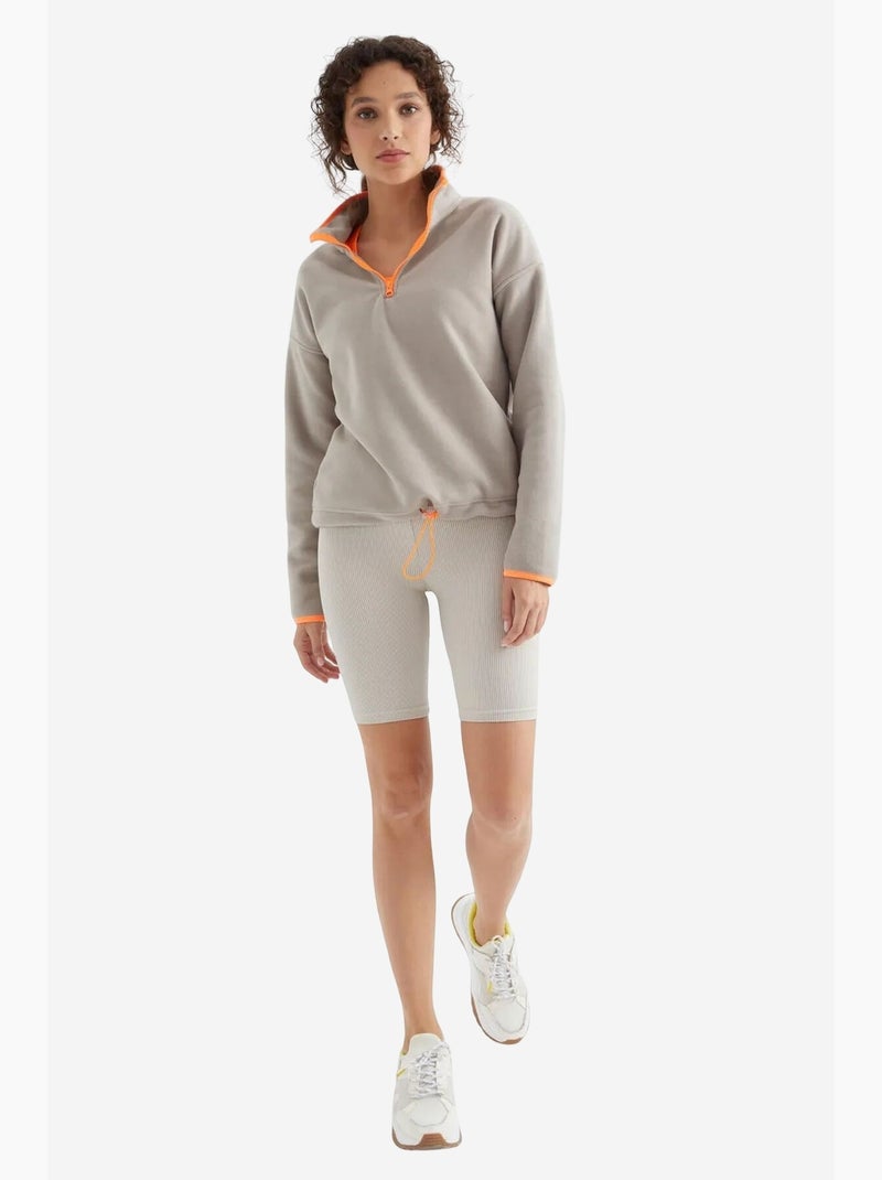 Felpa oversize in peluche con mezza zip tommy Sabbia - Kiabi