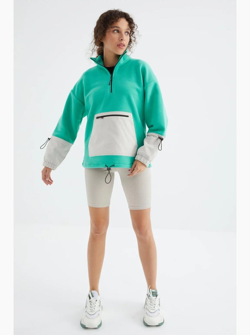 Felpa oversize in peluche con mezza zip tommy Verde menta - Kiabi