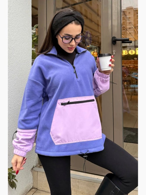 Felpa oversize in peluche con mezza zip tommy - Kiabi Felpa oversize in peluche con mezza zip tommy - Kiabi