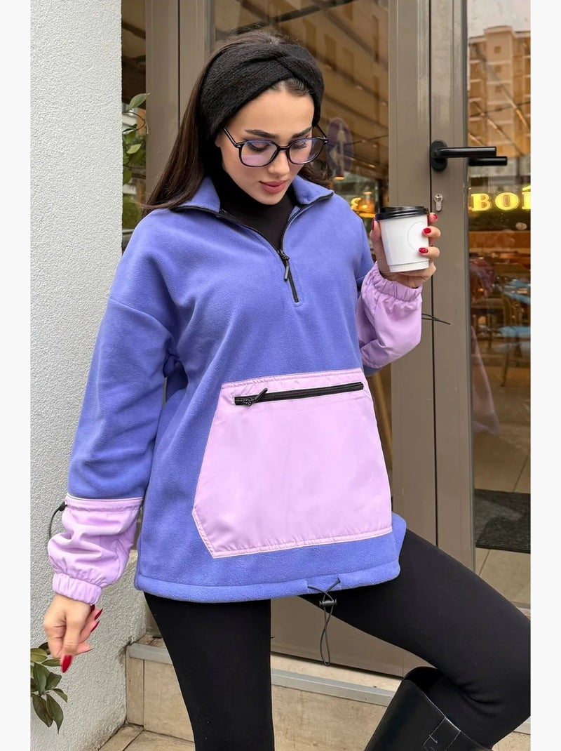 Felpa oversize in peluche con mezza zip tommy Viola - Kiabi