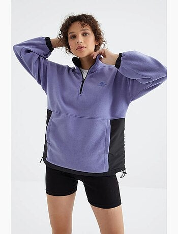 Felpa oversize in plush con mezza zip tommy