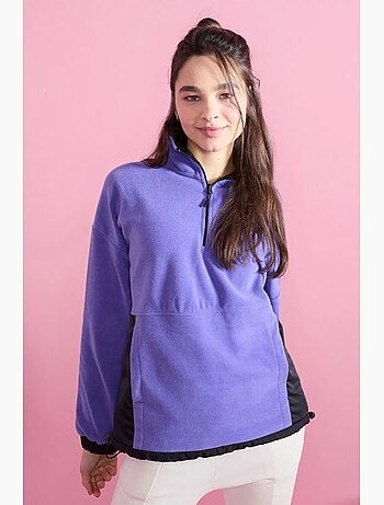 Felpa oversize in plush con mezza zip tommy