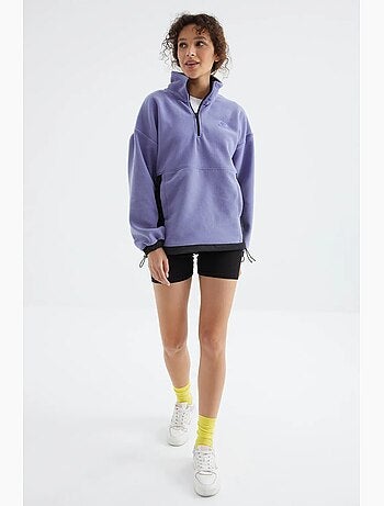 Felpa oversize in plush con mezza zip tommy