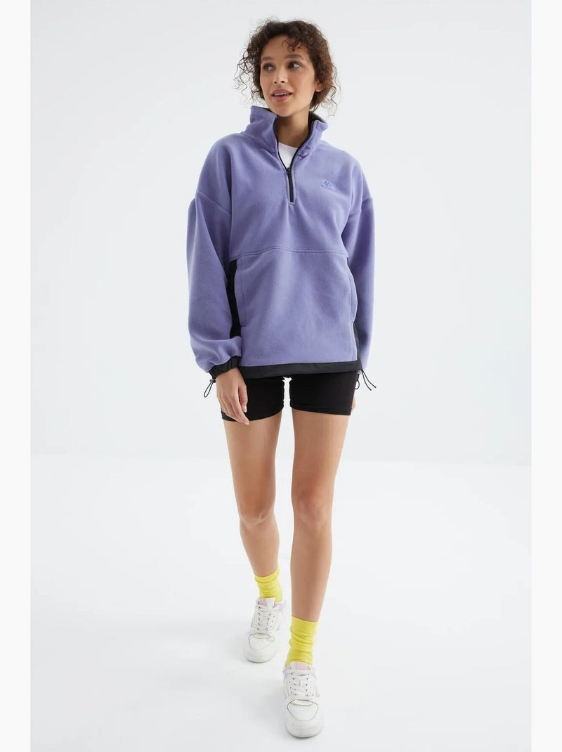 Felpa oversize in plush con mezza zip tommy Blu lavanda - Kiabi