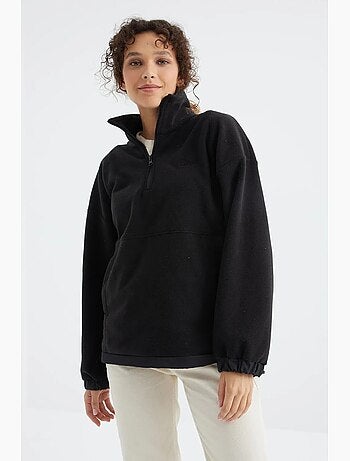 Felpa oversize in plush con mezza zip tommy
