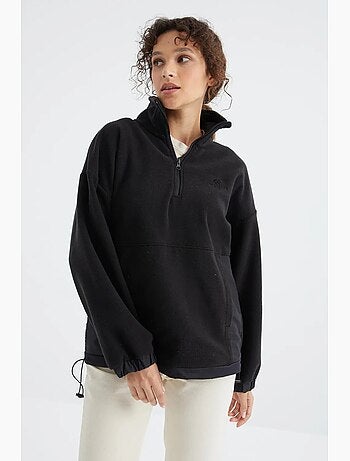 Felpa oversize in plush con mezza zip tommy