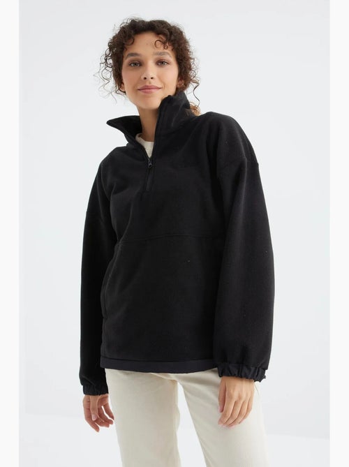 Felpa oversize in plush con mezza zip tommy - Kiabi