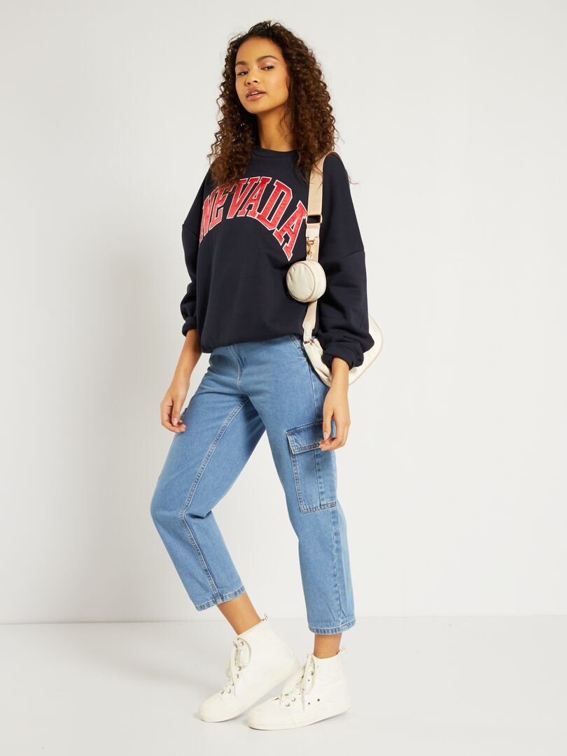 Felpa oversize in tessuto felpato BLU - Kiabi