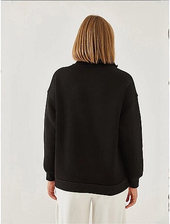 Felpa oversize spazzolata con collo alto e cerniera lucci