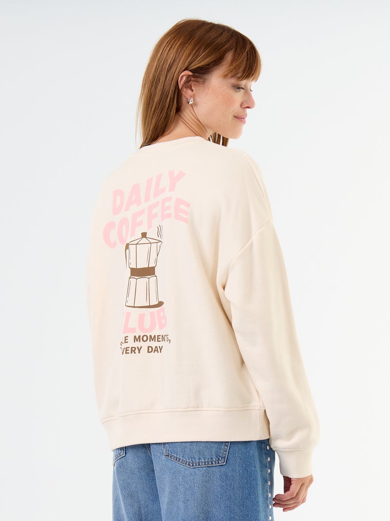 Felpa oversize stampata Beige - Kiabi