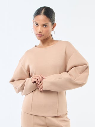 Felpa peplo a girocollo