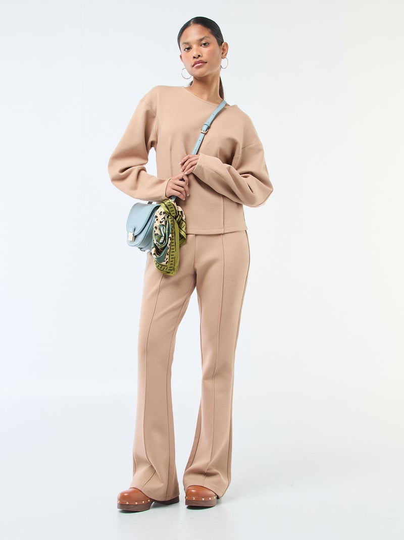 Felpa peplo a girocollo Beige - Kiabi