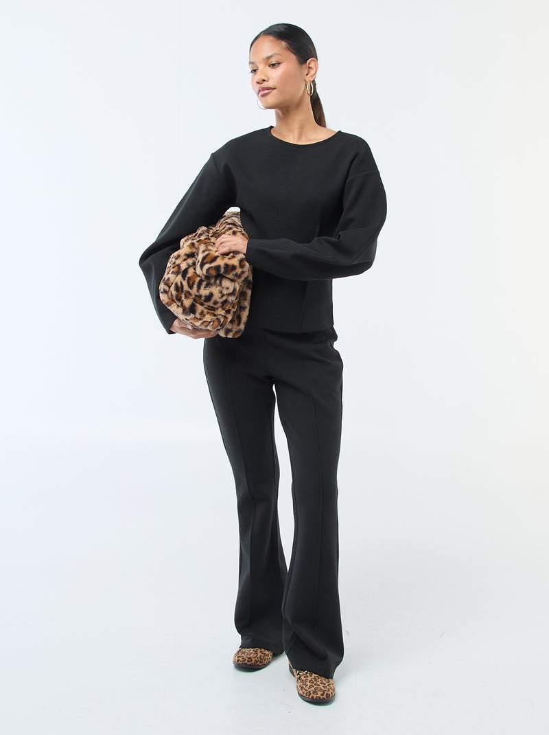 Felpa peplo con collo rotondo Nero - Kiabi