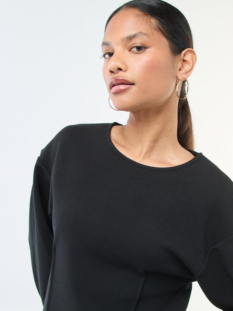 Felpa peplo con collo rotondo Nero - Kiabi