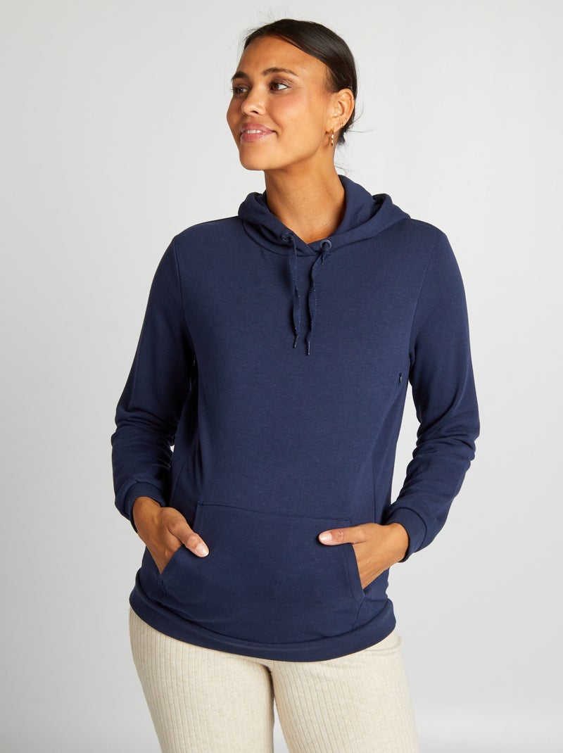 Felpa per l'allattamento con cappuccio Blu marine - Kiabi