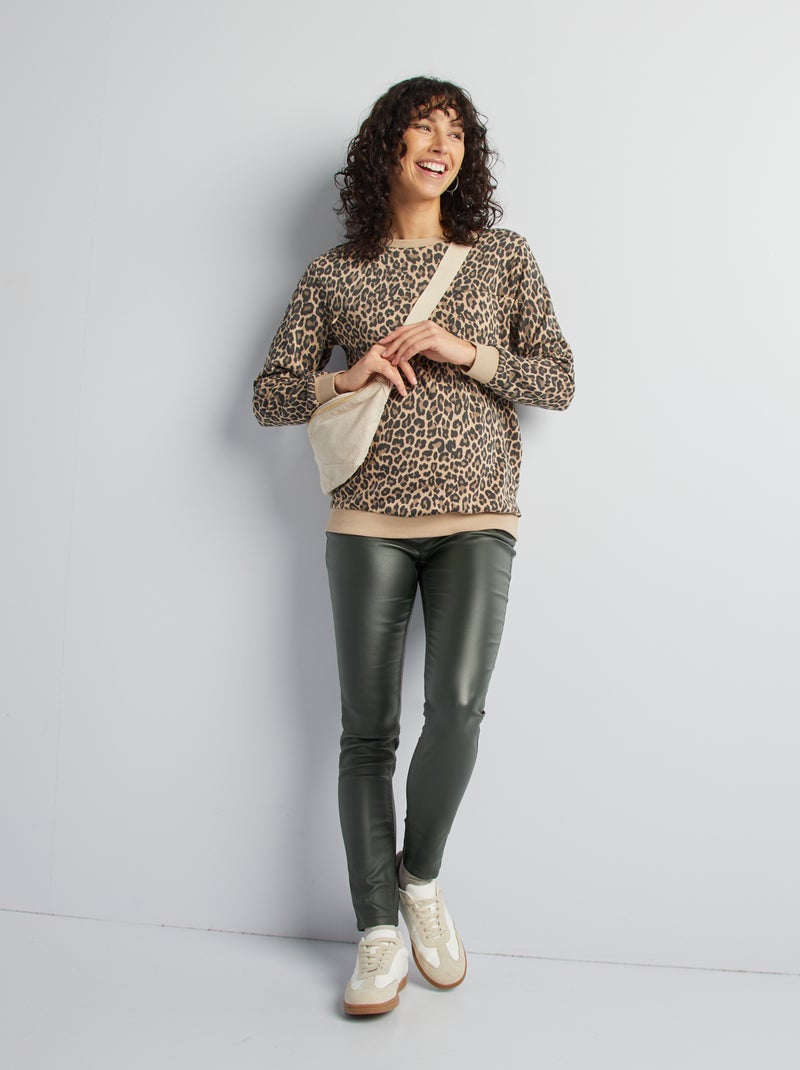 Felpa per l'allattamento con zip BEIGE - Kiabi