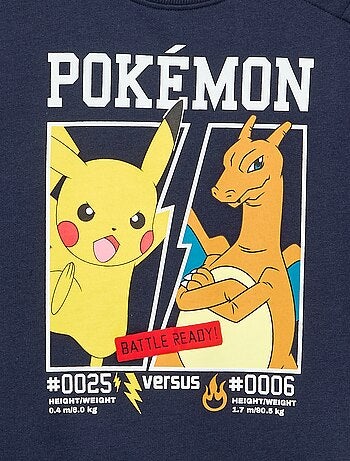 Felpa "Pokémon" "Pikachu" & "Dracofeu" a girocollo