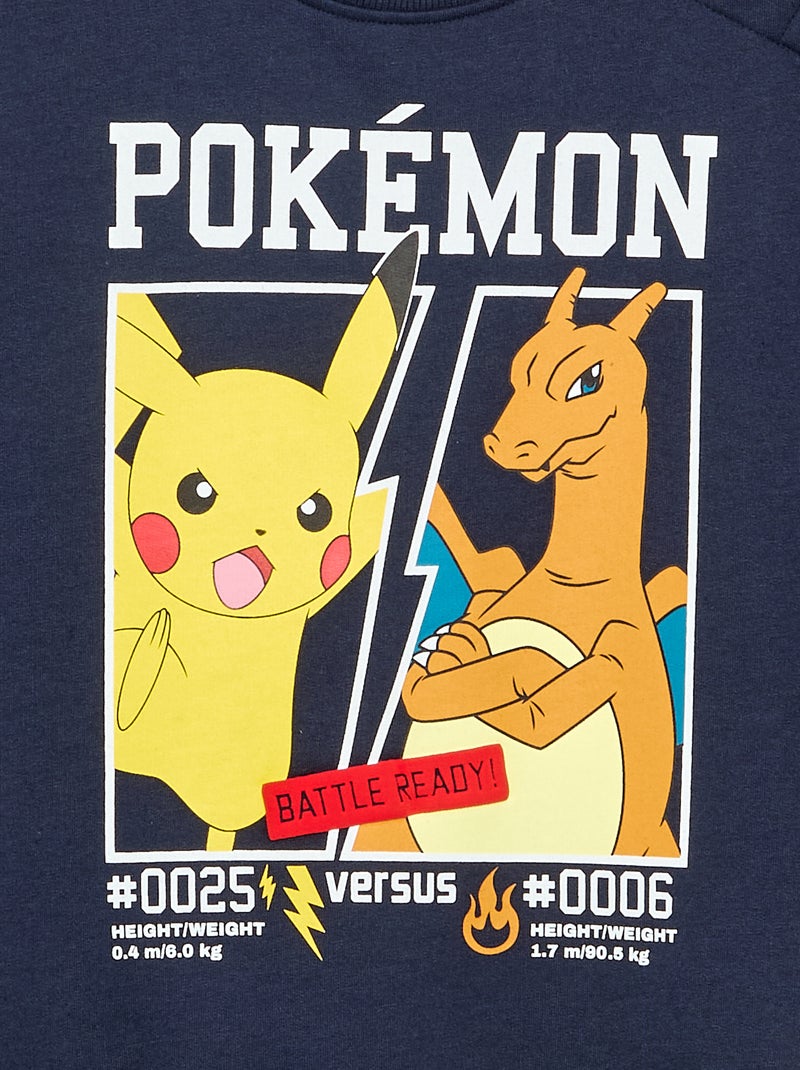 Felpa "Pokémon" "Pikachu" & "Dracofeu" a girocollo Blu - Kiabi