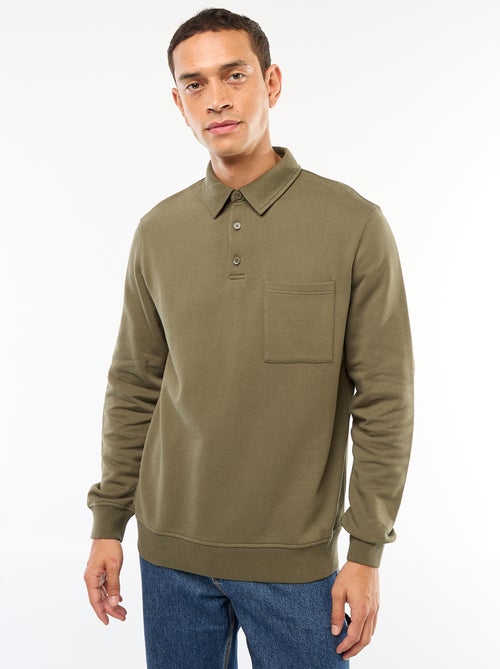 Felpa polo tinta unita a maniche lunghe - Kiabi