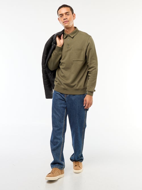 Felpa polo tinta unita a maniche lunghe - Kiabi