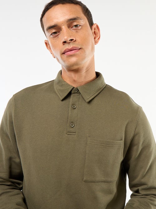 Felpa polo tinta unita a maniche lunghe - Kiabi