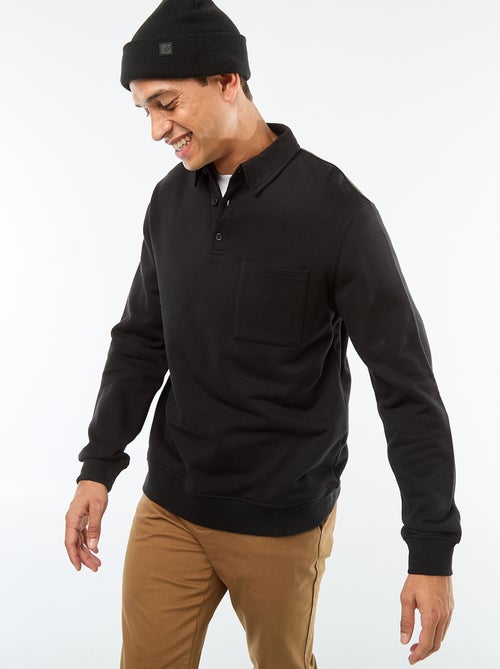 Felpa polo tinta unita a maniche lunghe - Kiabi Felpa polo tinta unita a maniche lunghe - Kiabi