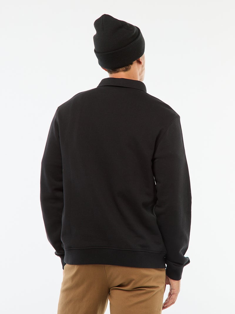 Felpa polo tinta unita a maniche lunghe Nero - Kiabi