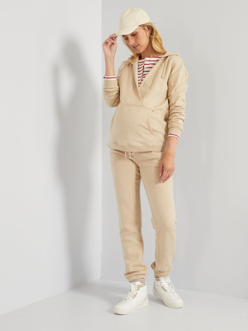 Felpa premaman con cappuccio BEIGE - Kiabi
