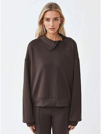 Felpa relaxed fit con collo con zip busem