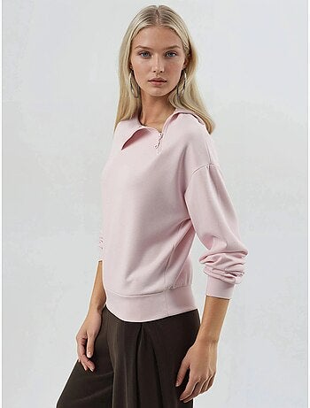 Felpa relaxed fit con collo con zip busem